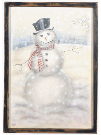 Snowman With Top Hat Painting - Boardwalk Originals Christmas Painting
